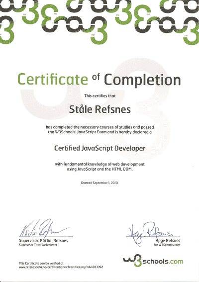 HTML Certificate